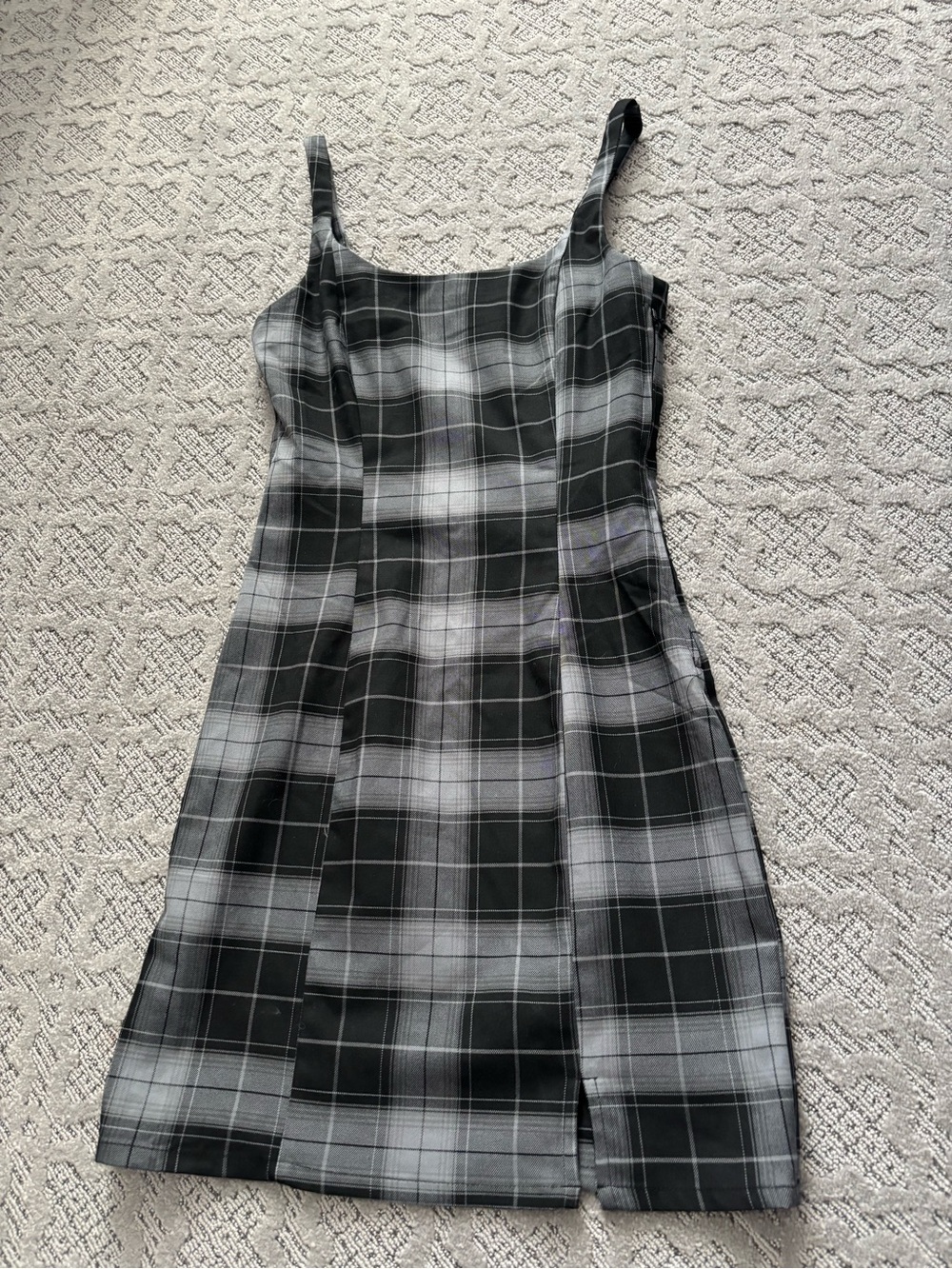 H&M Black and Gray Plaid Mini Dress